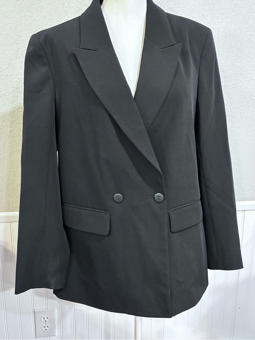 RDI Women’s Black Double Breasted Blazer Size Small Oversized Boyfriend